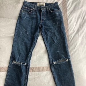 Reformation Distressed Cropped Straight Jeans